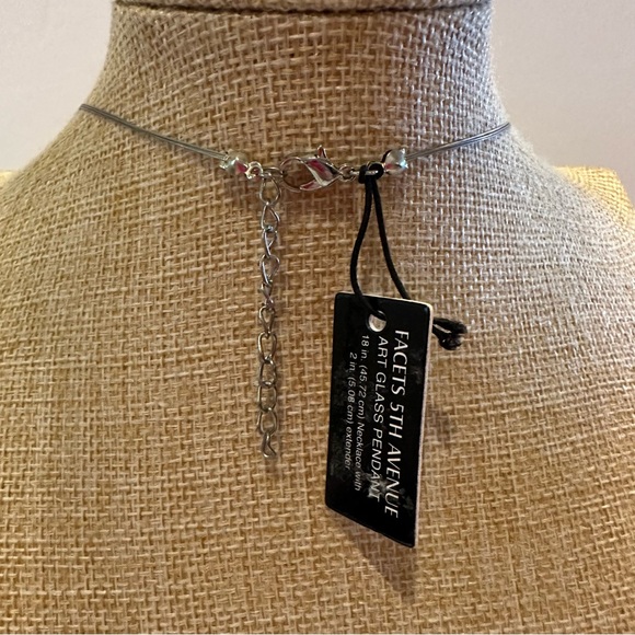 NWT Facets 5th Avenue Art Glass Necklace & Bracelet Set - Silver tone w/ Blue - Picture 12 of 16